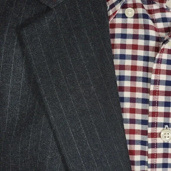 JOS A BANK Men's Flannel Sport Coat Two Button Black‎ Striped Wool Cashmere 43R
